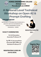 National Level Workshop on Open AI & Prompt Crafting 2024 Workshop Poster